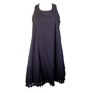 Everleigh Dress Womens Size S Small Solid All Black Crochet Knit Trim Sleeveless